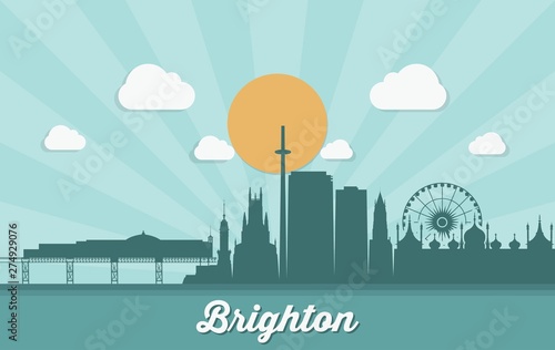 Brighton skyline - Egnland - United Kingdom - vector illustration