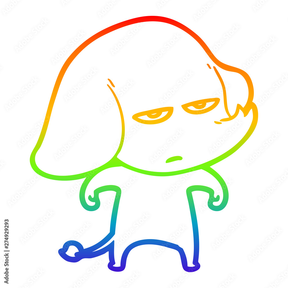 rainbow gradient line drawing annoyed cartoon elephant rainbow gradient line drawing annoyed cartoon elephant