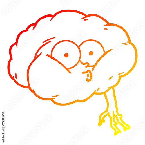 warm gradient line drawing cartoon impressed brain