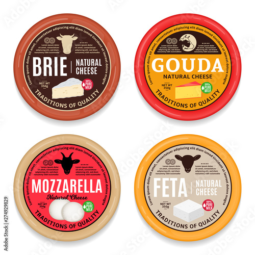 Vector cheese round labels and icons