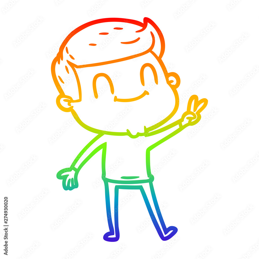 rainbow gradient line drawing cartoon friendly man