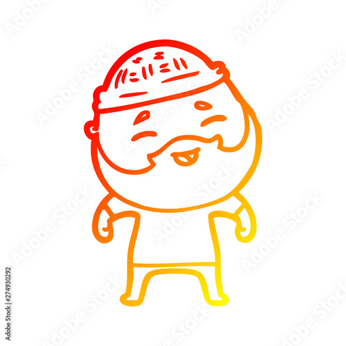 warm gradient line drawing cartoon happy bearded man