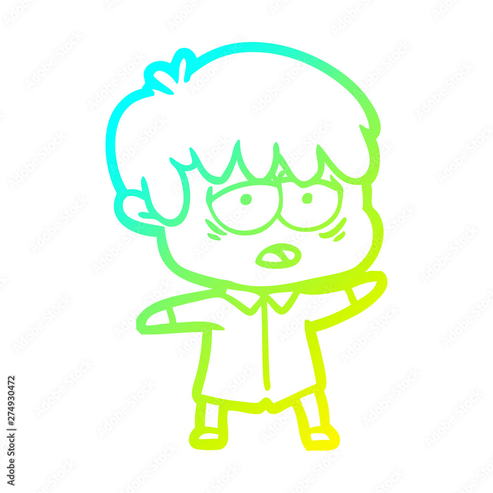 cold gradient line drawing cartoon exhausted boy cold gradient line drawing cartoon exhausted boy