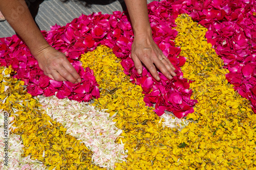 flowered religious festival of the corpus domine photo