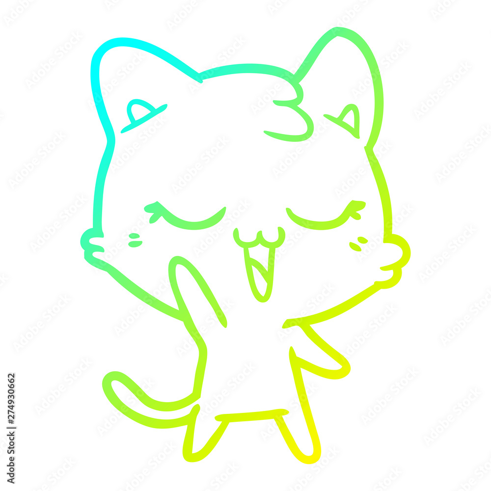 cold gradient line drawing happy cartoon cat cold gradient line drawing happy cartoon cat