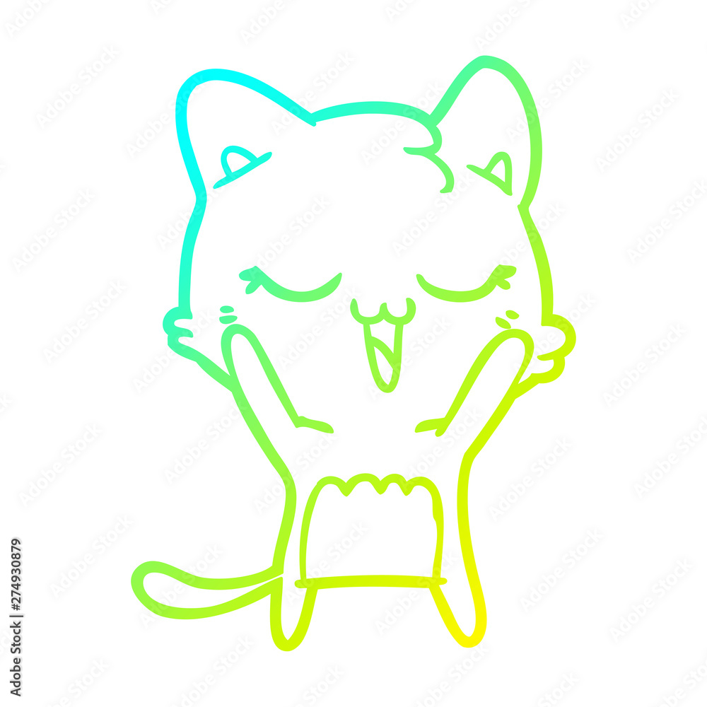 cold gradient line drawing happy cartoon cat cold gradient line drawing happy cartoon cat