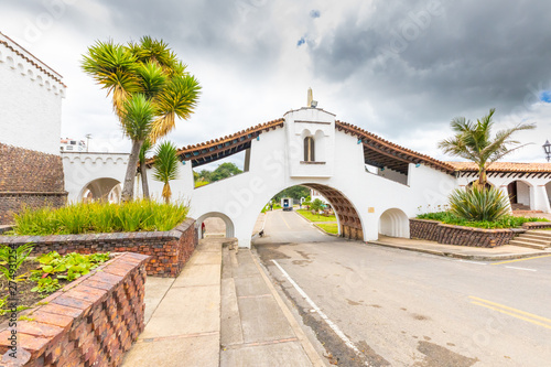 Colombia Guatavita triumphal arch bridge in the historic center