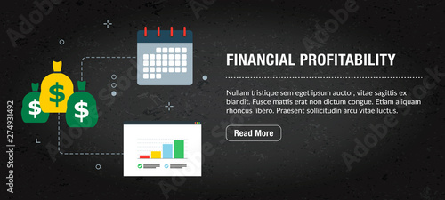 Financial profitability, banner internet with icons in vector.