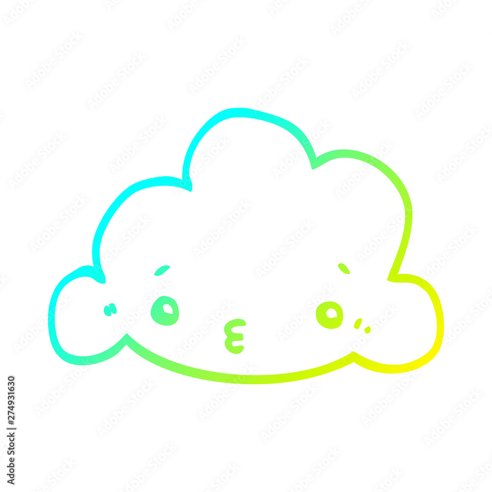 cold gradient line drawing cute cartoon cloud cold gradient line drawing cute cartoon cloud