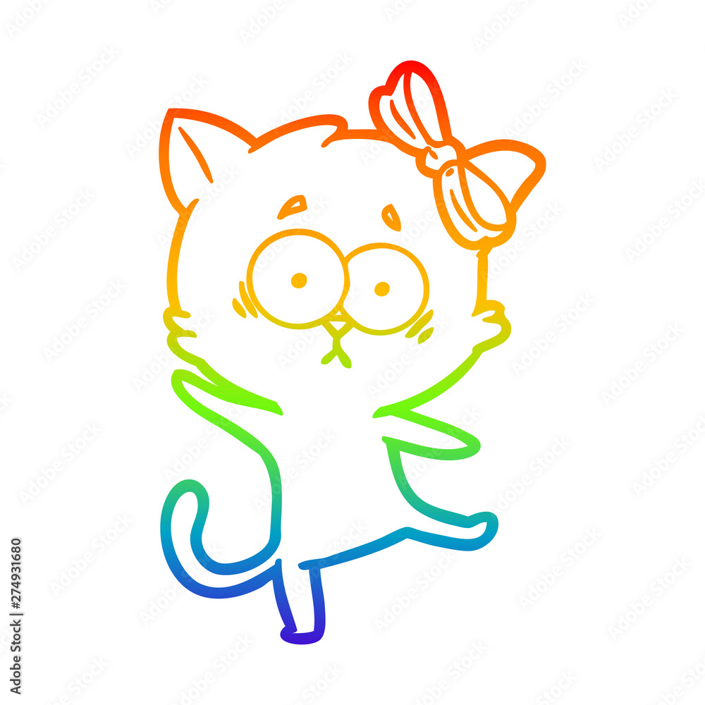 rainbow gradient line drawing cartoon cat rainbow gradient line drawing cartoon cat