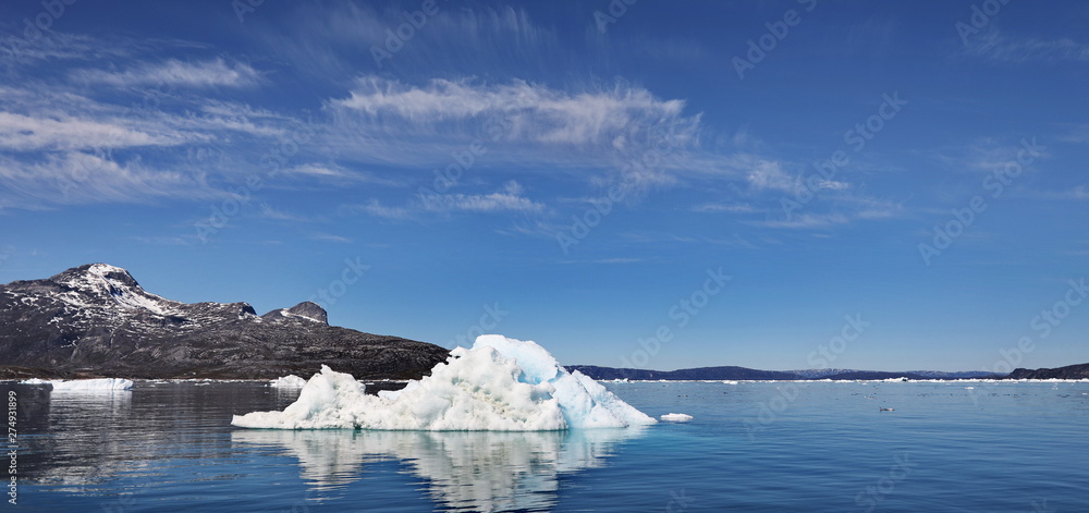 Icebergs in background, landscape Greenland, beautiful Nuuk fjord Icebergs in background, landscape Greenland, beautiful Nuuk fjord