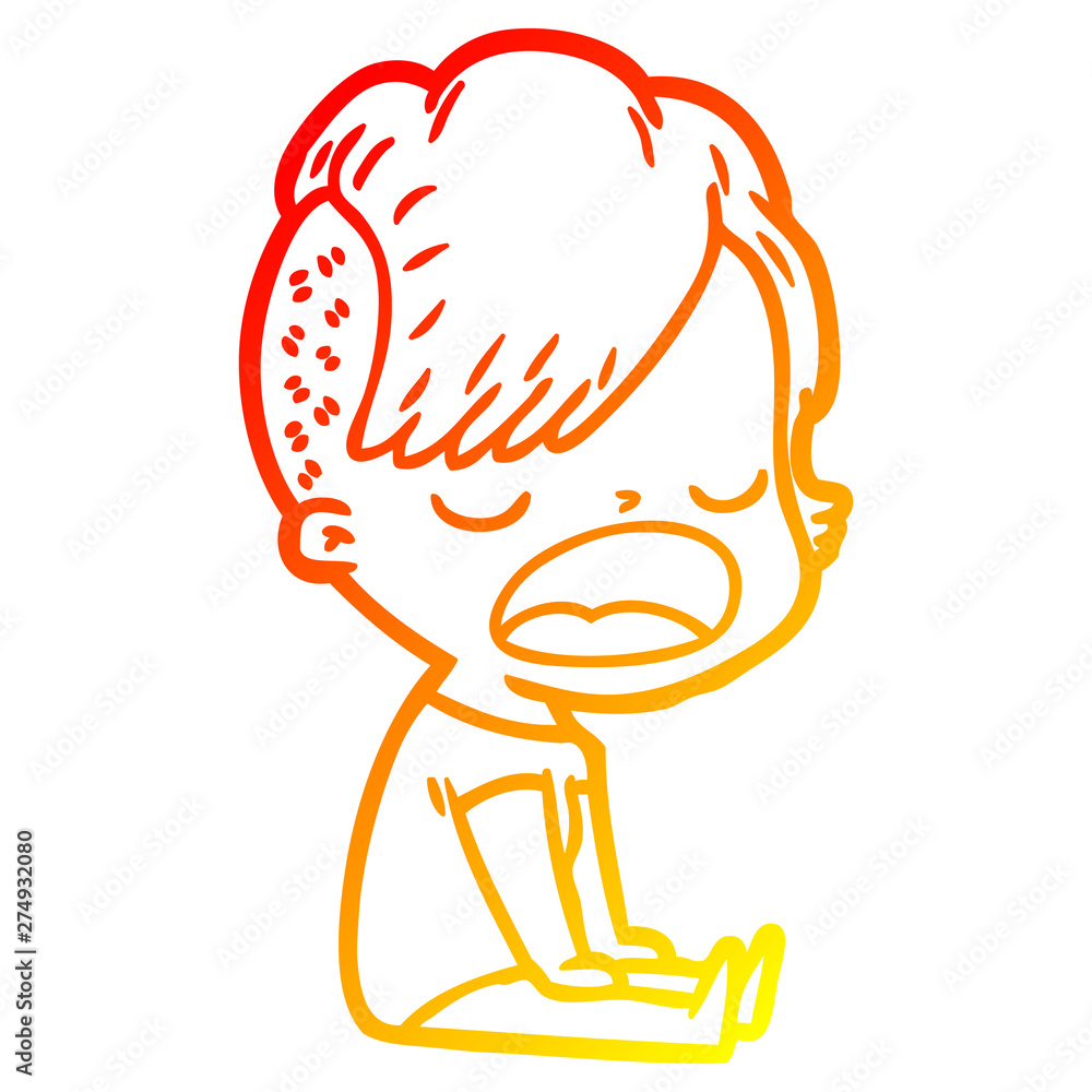 warm gradient line drawing cartoon cool hipster girl talking warm gradient line drawing cartoon cool hipster girl talking