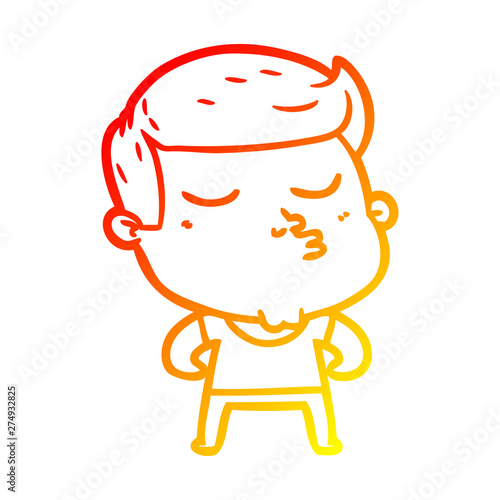 warm gradient line drawing cartoon model guy pouting