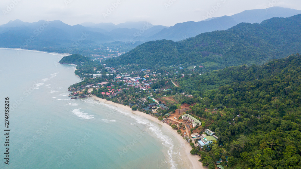 Aerial of Klong Prao beach at Koh Chang
