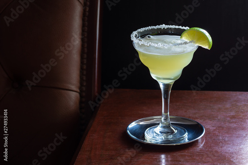 фотографія Chilled Margarita Cocktail Served Up with Tequila, Lime, Triple Sec and a Salted
