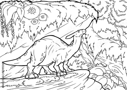 Coloring book for children with a dinosaur