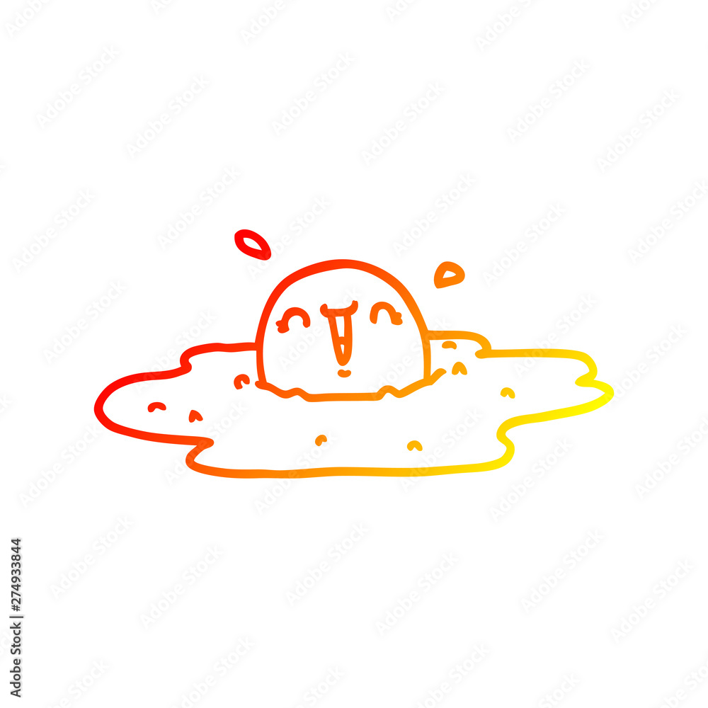 Fototapeta premium warm gradient line drawing cartoon fried egg