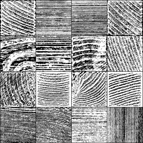 Set of Vector Realistic Wooden Texture. Black and White Grunge Background. Overlay Grainy Textured. Dark Rough Noise Particles. Illustration, EPS 10.