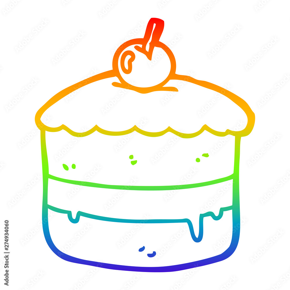 rainbow gradient line drawing cartoon cake rainbow gradient line drawing cartoon cake