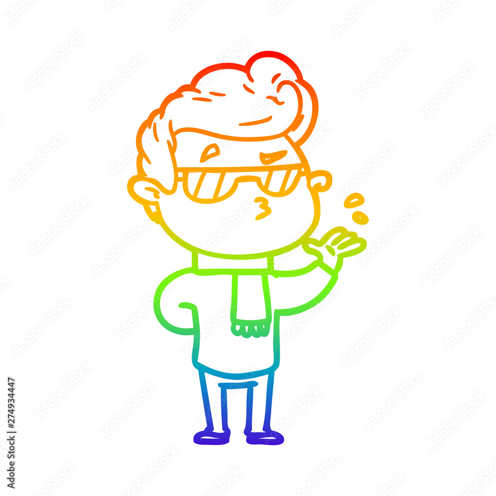 rainbow gradient line drawing cartoon cool guy rainbow gradient line drawing cartoon cool guy
