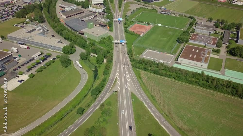 4K Aerial View Oensingen Switzerland Highway Intersection 4K Aerial View Oensingen Switzerland Highway Intersection