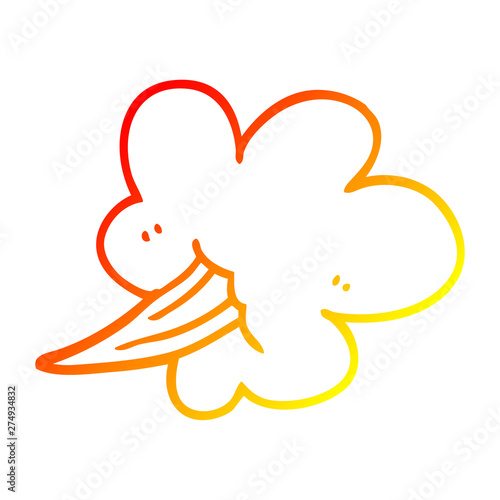 warm gradient line drawing cartoon gust of air