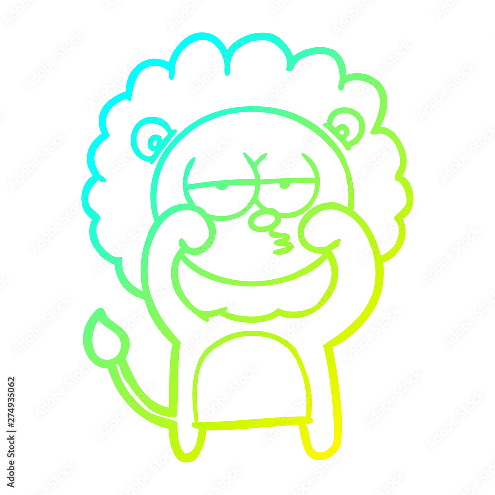 cold gradient line drawing cartoon bored lion cold gradient line drawing cartoon bored lion