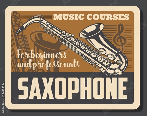 Saxophone musical instruments and treble clef
