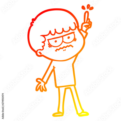 warm gradient line drawing cartoon annoyed man