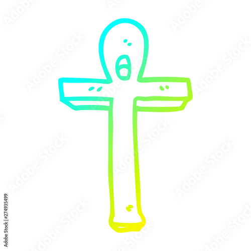 cold gradient line drawing cartoon ankh symbol