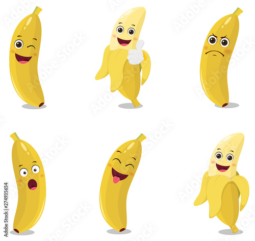 Cute banana cartoon illustration design