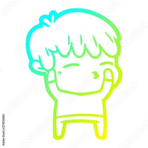 cold gradient line drawing cartoon curious boy
