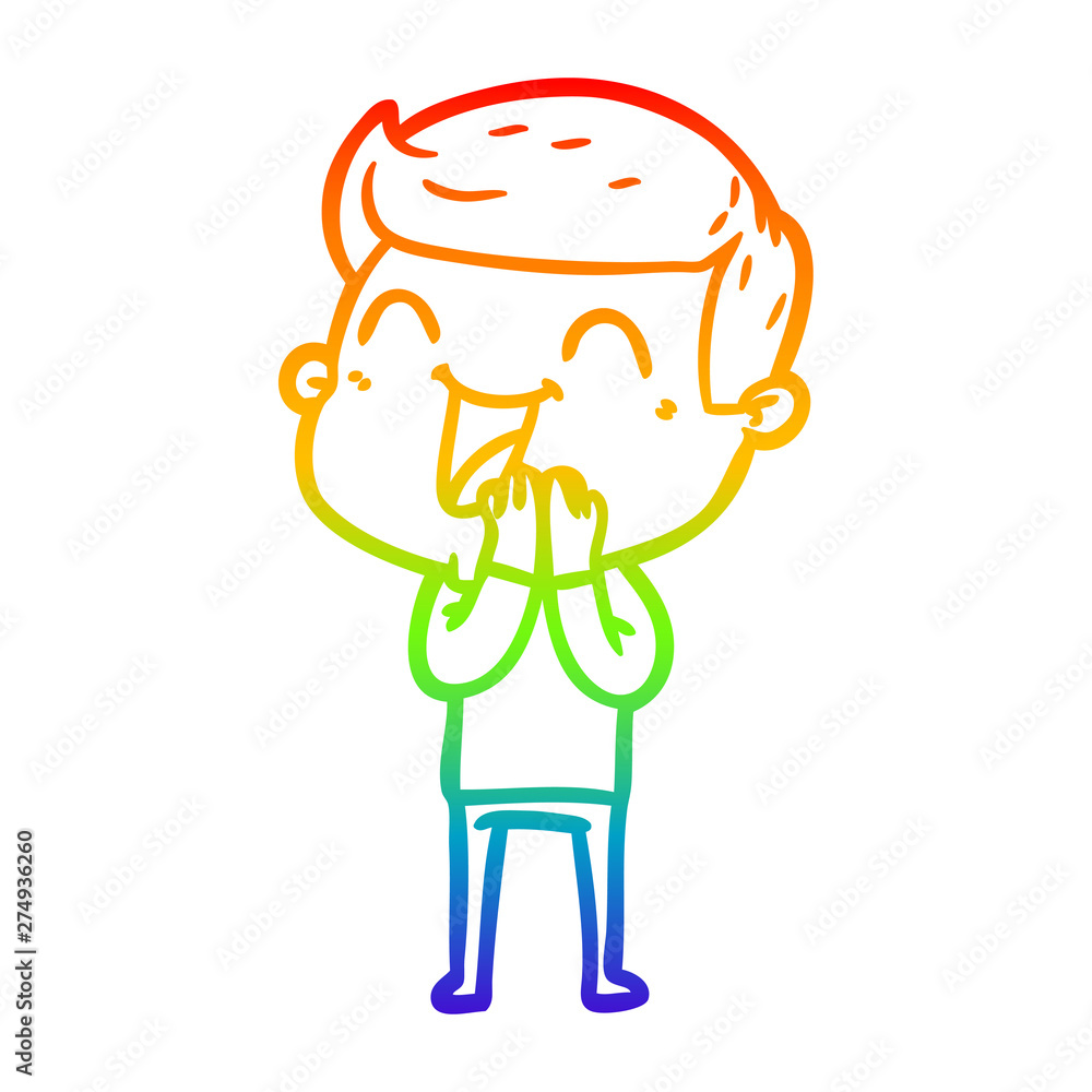 rainbow gradient line drawing cartoon man laughing rainbow gradient line drawing cartoon man laughing