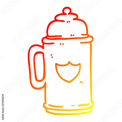 warm gradient line drawing cartoon traditional beer tankard