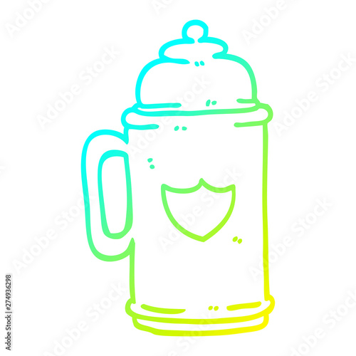 cold gradient line drawing cartoon traditional beer tankard
