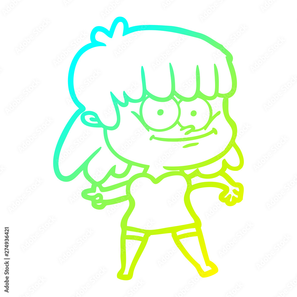 cold gradient line drawing cartoon girl smiling cold gradient line drawing cartoon girl smiling