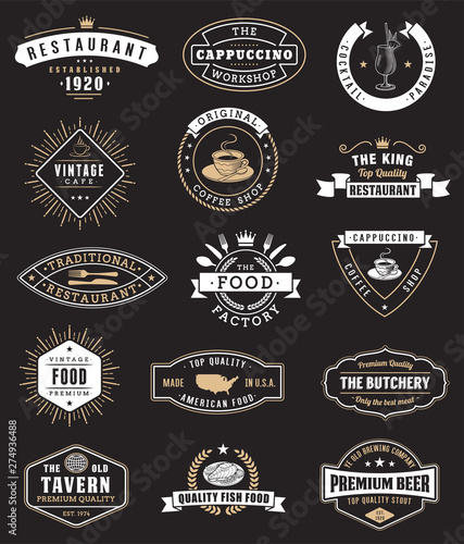Food vintage design elements, logos, badges