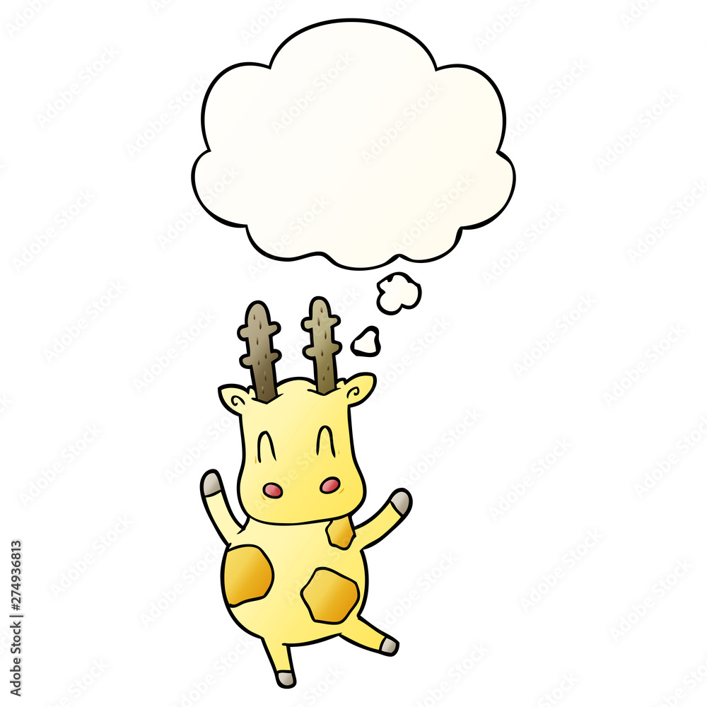 cute cartoon giraffe and thought bubble in smooth gradient style