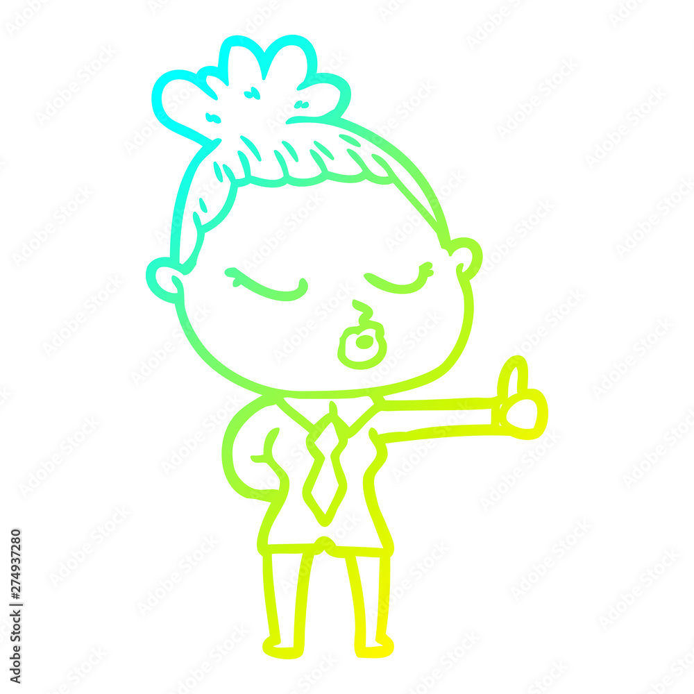 cold gradient line drawing cartoon calm woman cold gradient line drawing cartoon calm woman