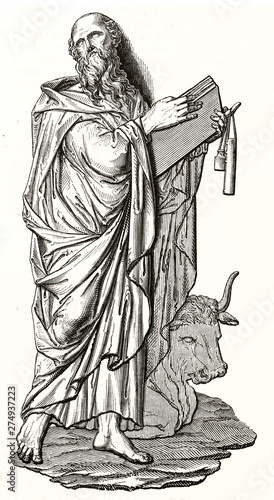 Canvas-taulu Reproduction of bas-relief depicting Luke the Evangelist (Alencon museum)
