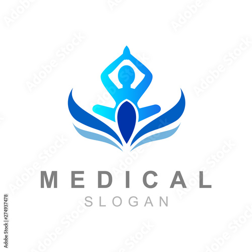  logo people are doing yoga sport, medical logo design vector