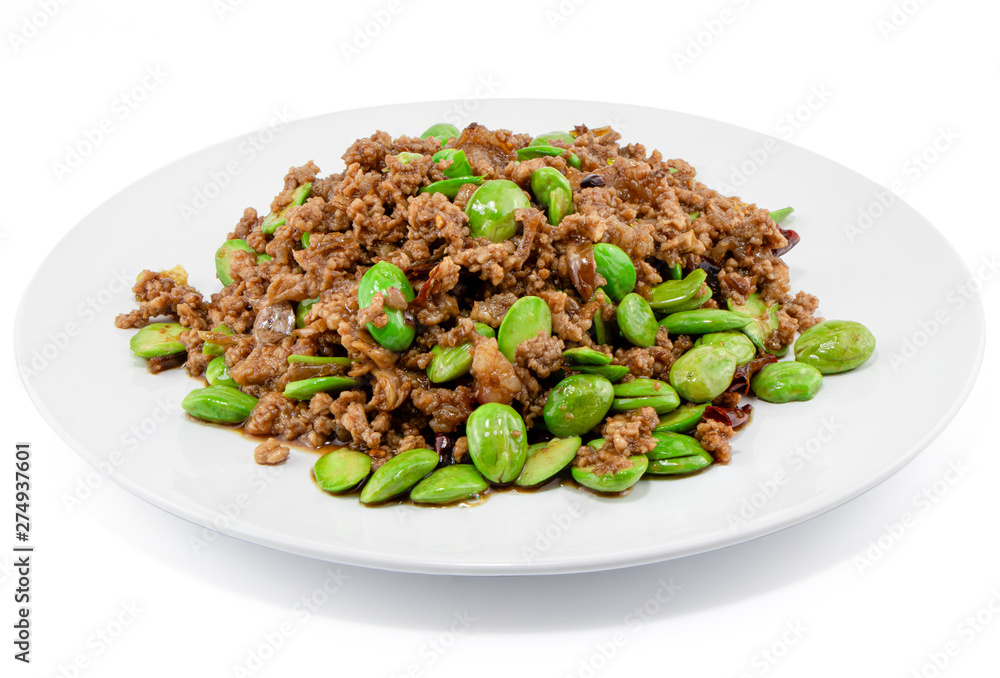 Stir-fried of Spicy Pork with Stink Beans (Bitter beans or Sato),thai food recipe Stir-fried of Spicy Pork with Stink Beans (Bitter beans or Sato),thai food recipe