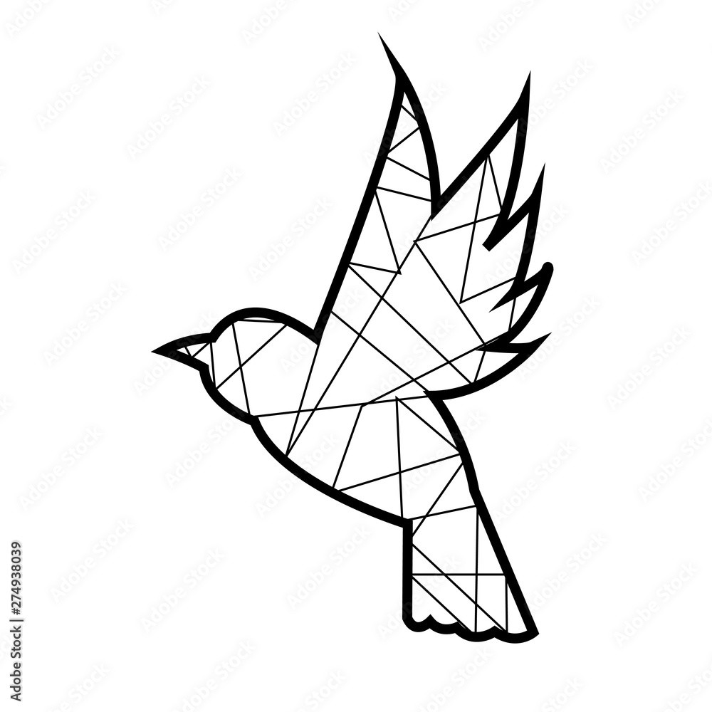 Bird Silhouette on yellow background. Hand drawn vector illustration Bird Silhouette on yellow background. Hand drawn vector illustration