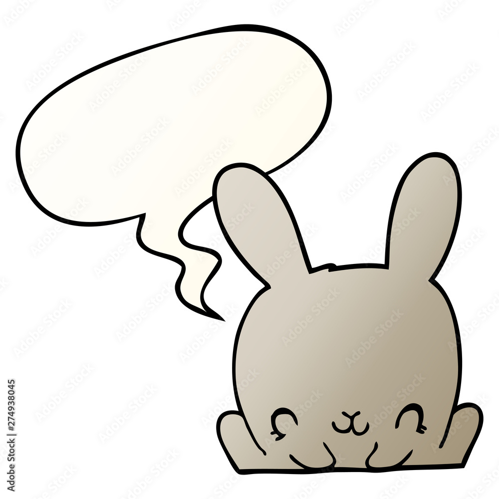 cartoon rabbit and speech bubble in smooth gradient style cartoon rabbit and speech bubble in smooth gradient style