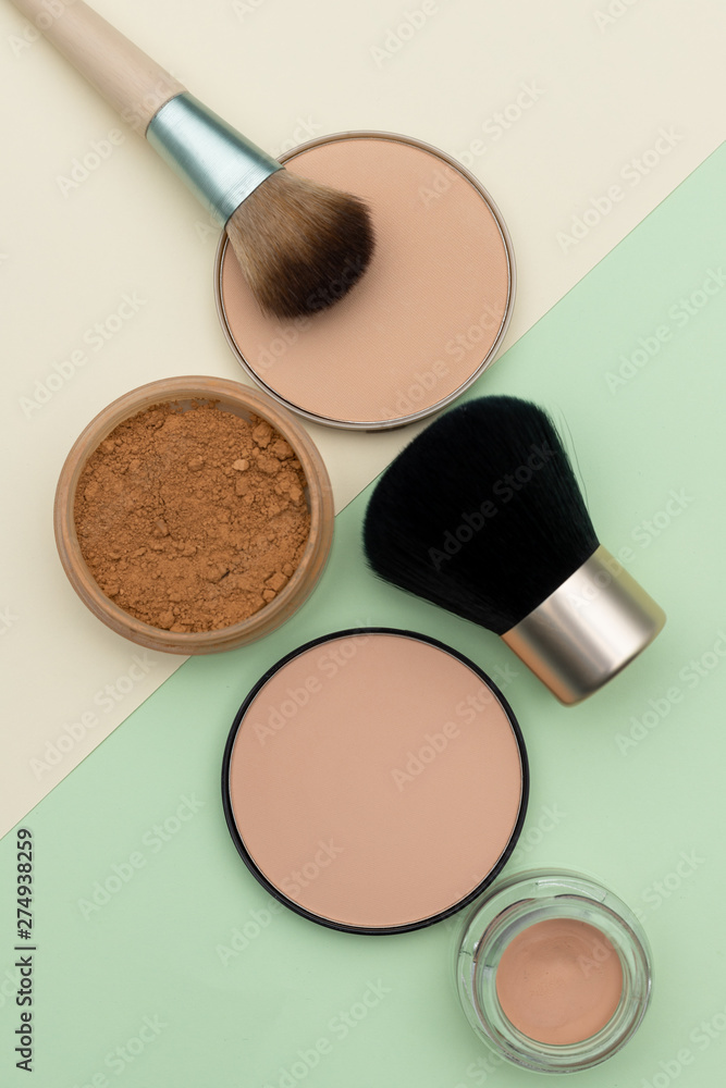 Soft brushes near face powder Soft brushes near face powder