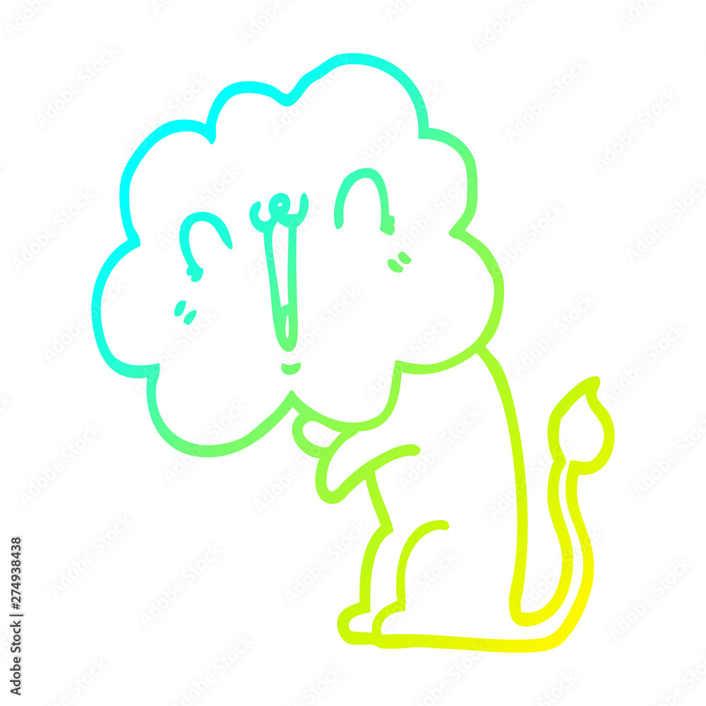 cold gradient line drawing cute cartoon lion cold gradient line drawing cute cartoon lion