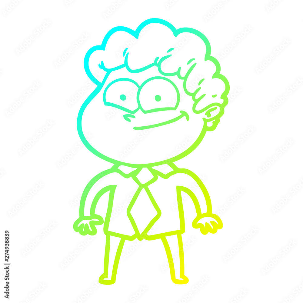 cold gradient line drawing cartoon happy man cold gradient line drawing cartoon happy man