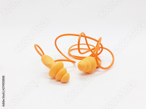 Sporty Orange Colorful Ear Plug in White Isolate Background