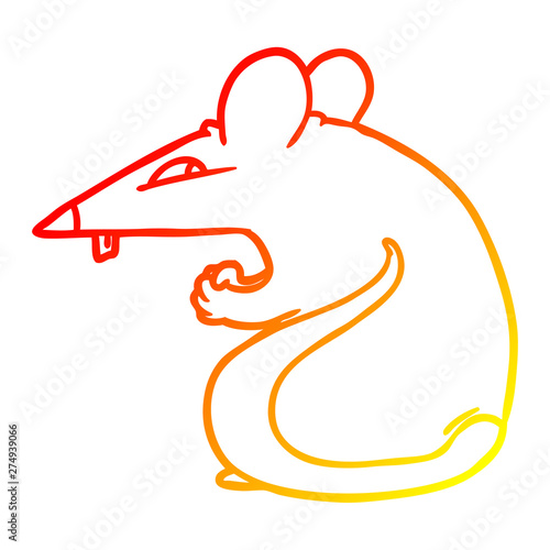 warm gradient line drawing sly cartoon rat