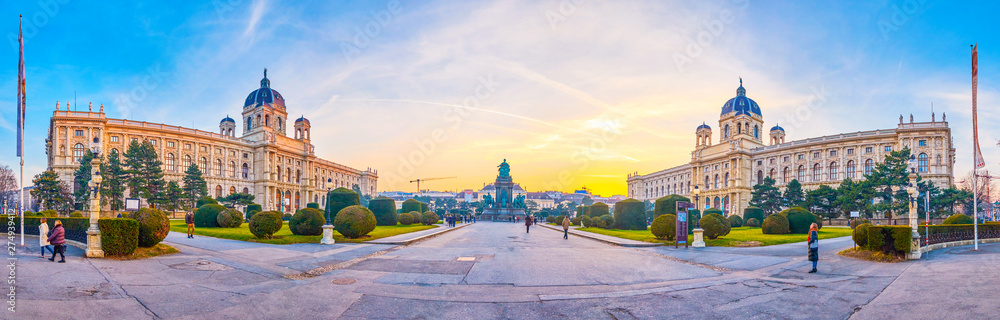 Panorama of Maria Theresien Platz in Vienna, Austria - obrazy, fototapety, plakaty 